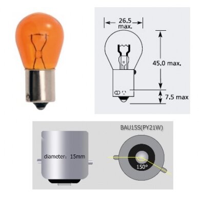 12V 21W Bau15s PY21W Amber VISION PRO 2