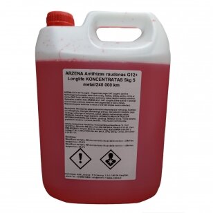 ARZENA Coolant Red G12+ Longlife CONCENTRATE 5kg 5 years/240 000 km NEW!!! NEW COLOR + EASY LEAK DETECTION