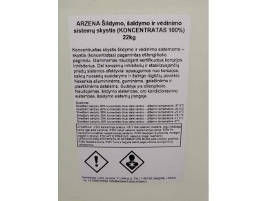 ARZENA Šildymo, šaldymo ir vėdinimo sistemų skystis (KONCENTRATAS 100%) 22kg (~20L) 1