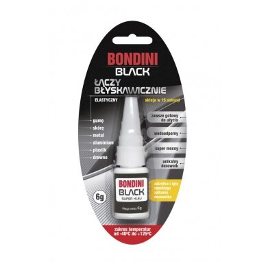 BONDINI Plus BLACK instant universal glue 15 sec. 6g.