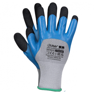 Work gloves covered with rough and smooth latex (10 size)