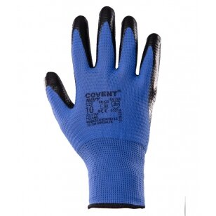 Work gloves coated with ribbed nitrile, abrasion resistant - NAVY (10 size)