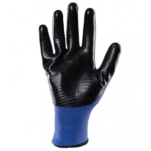 Work gloves coated with ribbed nitrile, abrasion resistant - NAVY (10 size)