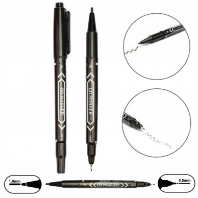 Double-sided black permanent marker 0.5mm ir 1mm